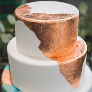 Copper Leaf on Wedding Cake