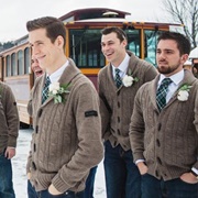 Cardigans on Men at Wedding