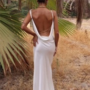 Low-Back Dress With Lower Back Draped Chains