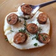 Chorizo Casero Con Puré De Patatas Al Aceite De Oliva