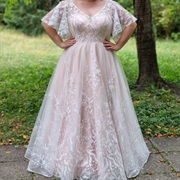 Flowers and Feathers Motif on Dress