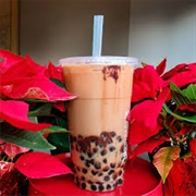 Peppermint Boba Tea With Watermelon Boba