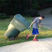 Taking Trash Can to the Curb for Pickup
