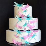 Wedding Cake With Dragonflies