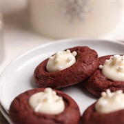 Cream Cheese-Filled Red Velvet Thumbprint Cookie