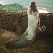 Low Draped Bridal Cape