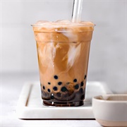 Black Forest Boba Tea With Watermelon Boba