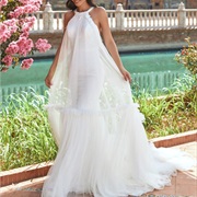 Loose, Sheer Overdress With Halter Neck