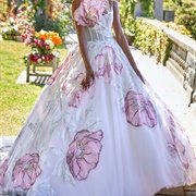 Large Floral Print Decor on Dress