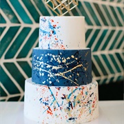 Splash Painted Wedding Cake