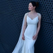 Cape Attached at Shoulders With Jewels