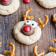 Reindeer Peanut Butter Blossom Cookie