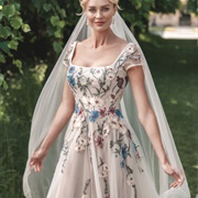 Multi-Color Floral Wedding Dress