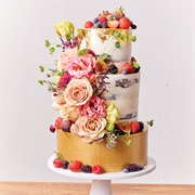 Flowers and Fruit Decoration on Cake