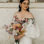 Colored Floral Around Neckline Only