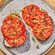 Multigrain Sourdough Bread With Cream Cheese and Tomatoes