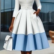 Color Stripe Around Hem of Dress