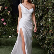 One Shoulder With Slit on Same Side