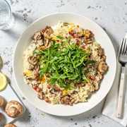 Oven Baked Bacon and Mushroom Risotto