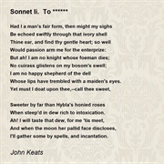 Had I a Man's Fair Form by John Keats