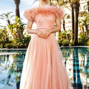 Feathers on Bridesmaid Dress