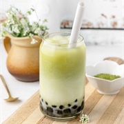 Matcha Boba Tea With Butterscotch Boba