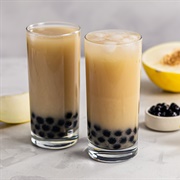 Honeydew Boba Tea With Butterscotch Boba