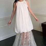 Balloon Hem Over Sheer Skirt