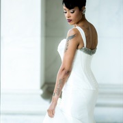 Beading Along Back Neckline of Dress