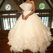 Mix of Ruffles and 3D Flowers, Bottom of Skirt