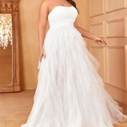 Mesh Overlay Wedding Dress