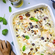 Salmon Gratin With Basil and Västerbotten Cheese