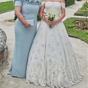 "Rainfall" Pattern of Flowers on Wedding Dress