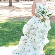 Wedding Dress With Lilies Pattern