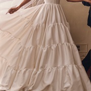 Skirt, Wide Bands of Fabric Sewn in Lines