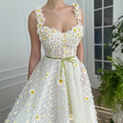 Wedding Dress Featuring Daisies