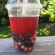 Blueberry Boba Tea With Cherry Boba