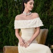 Bardot Collar of Textured Floral Ruffles