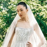 Geometric Bodice on Wedding Gown