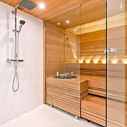 Small Sauna Next to Shower
