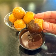 Glazed Doughnut Holes With Chocolate Sauce