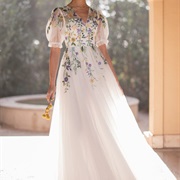 Color Flower Decor, Bodice "Spilling" Onto Skirt