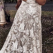 Large-Print Floral Lace Dress