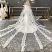 Ruffled Stripes on Wedding Veil