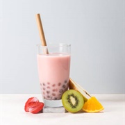 Raspberry Boba Tea With Pawpaw Boba