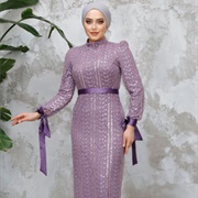 Matching Ribbon Sleeve Cuffs and Waist