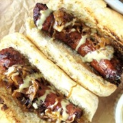 Honey Garlic Sausage Patty Sandwich With Hot Honey BBQ Sauce