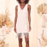 Beaded Fringe on Hem of Dress