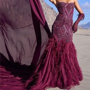 Mermaid Dress With Feathered Bottom