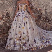 Wedding Dress With Pansies